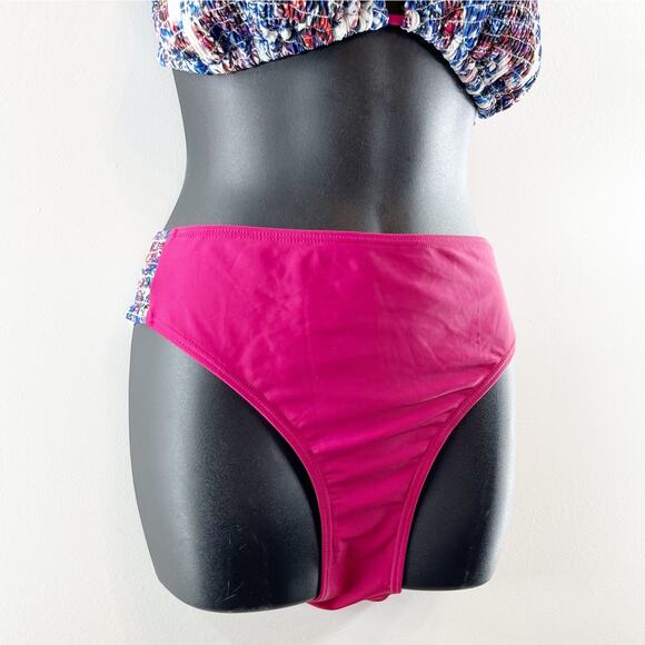 Swimsuits for All Smocked Triangle Top & Bikini Bottom Set Blue Pink 18 - Picture 7 of 15